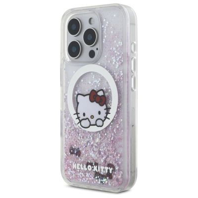 2. Hello Kitty Liquid Glitter Sweet Kitty Bows MagSafe Hülle für iPhone 16 Pro – Weiß