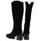 5. Damen-Cowboystiefel aus Leder mit Absatz, Wildleder, schwarz, Vinceza 133103