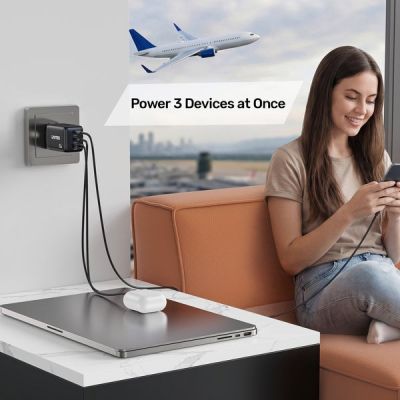 7. UNITEK GAN Wandladegerät 2x USB-C USB-A, PD 3.0, 65W, Schwarz