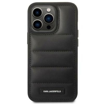 3. Karl Lagerfeld Hülle mit länglichem, voluminösem Logo für iPhone 14 Pro Max – Schwarz