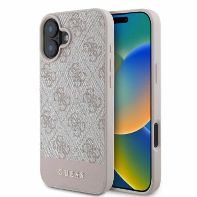 Guess 4G Bottom Stripe Hülle für iPhone 16 – Rosa