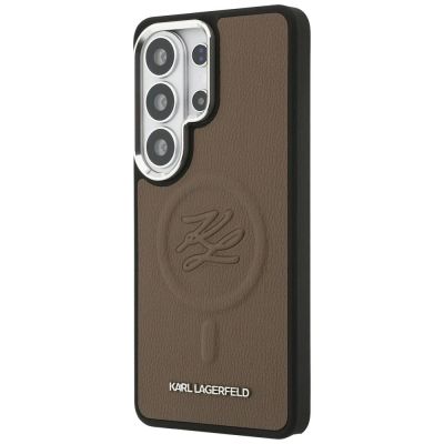 2. Karl Lagerfeld MagSafe Hülle mit geprägten Initialen für Samsung Galaxy S26 Ultra – Braun
