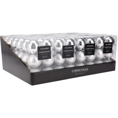 7. Dekorative Plastikkugeln, Safe, 12 Stück, Durchmesser 60 mm, silber