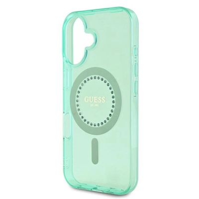 6. Guess IML Strass-MagSafe-Hülle für iPhone 16 Plus – Grün