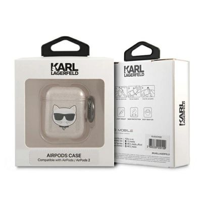 4. Karl Lagerfeld Glitter Choupette Case für AirPods 1 / 2 - Gold