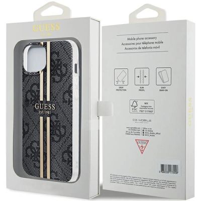 8. Guess IML 4G Gold Stripe Hülle für iPhone 15 Plus / 14 Plus – Schwarz