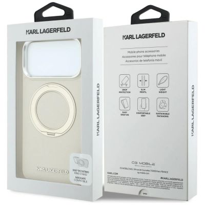 8. Karl Lagerfeld Ring Stand 360 Saffiano Classic Logo MagSafe Hülle für iPhone 18 Pro Max / 17 Pro Max - Beige
