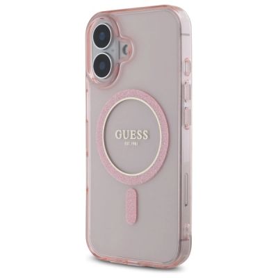 2. Guess GUHMP16SHFGEREP iPhone 16 6,1" rosa/rosa Hardcase IML Glitter Circle MagSafe