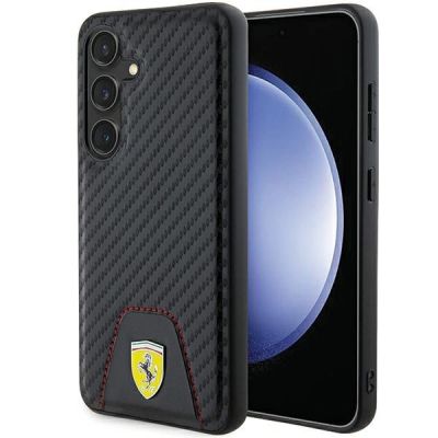 Ferrari Carbon Stitched Bottom Case für Samsung Galaxy S24 – Schwarz