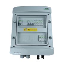 Hermetischer IP65-EMITER-Anschlusskasten für DC/AC mit Noark 1000V DC-Überspannungsableiter Typ 2, 1 x PV-String, 1 x MPPT // Noark AC-Überspannungsableiter Typ 2, 10A 3-F, RCD Typ A 40A/300mA