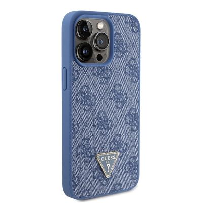 4. Guess GUHCP15XP4TDPB iPhone 15 Pro Max 6,7" blau/blaues Hardcase Leder 4G Triangle Strass