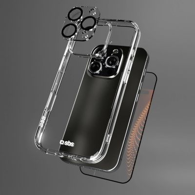 8. SBS-Set mit D3O-Technologie für iPhone 16 Pro - Hülle + Display- und Kameraschutz aus Glas - transparent