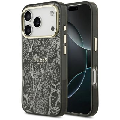 Guess MagSafe-Hülle mit Pythonmuster für iPhone 17 Pro – Schwarz