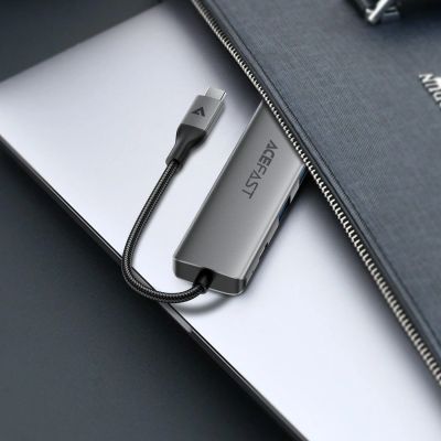 7. Acefast J18 USB-Hub USB-C 6-in-1 HDMI 4K 60Hz PD90W Dockingstation – Grau