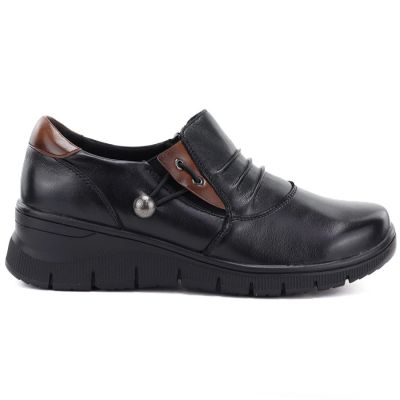 6. Schwarze Keilschuhe aus Leder für Damen, Vinceza 133118