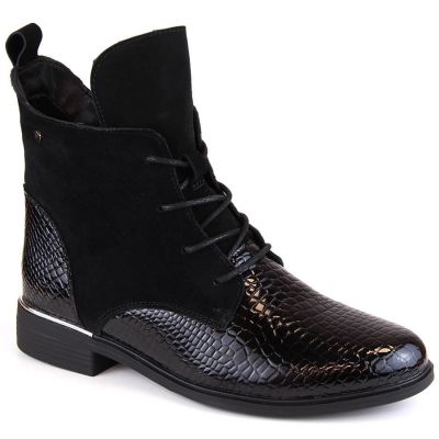Filippo W PAW476 isolierte Stiefeletten aus schwarzem Lackleder