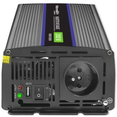 5. Qoltec Monolith 2000 MS Wave Spannungswandler | 12 V auf 230 V | 1000/2000 W | USB