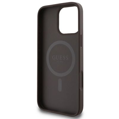 7. Guess 4G Printed Stripes MagSafe-Hülle für iPhone 16 Pro Max – braun