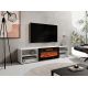 8. POLO TV-Schrank 180x33x39 weiß + schwarzer Kamin