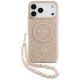 Guess IML Flowers Electro Pearl Strap MagSafe Case für iPhone 17 Pro Max - Rosa