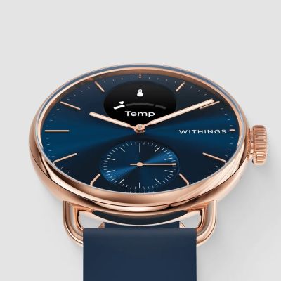 3. Withings ScanWatch 2 – Smartwatch mit EKG-Funktion, Herzfrequenz- und SpO2-Messung sowie Aktivitäts- und Schlaftracking (38 mm, Blau/Roségold)