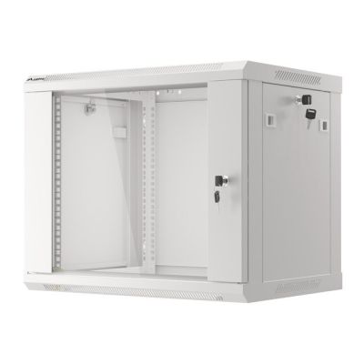 12. Lanberg WF01-6409-10S einteiliger Schrank (9 HE; 500 mm / 600 mm / 450 mm; Wandmontage; Glas; 19 Zoll; grau)