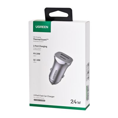 3. Ugreen Autoladegerät USB Typ C / USB 24W Power Delivery Schnellladefunktion Grau (30780)