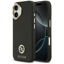 Guess Grained Strass Logo MagSafe Hülle für iPhone 17 - Schwarz