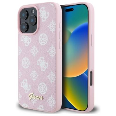 Guess Peony Script MagSafe-Hülle für iPhone 16 Pro Max – Rosa