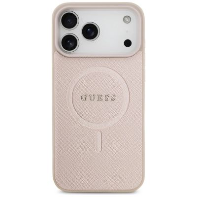3. Guess Saffiano Classic Logo MagSafe Hülle für iPhone 18 Pro Max / iPhone 17 Pro Max – Pink