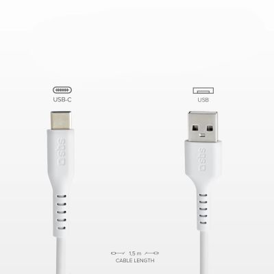 5. SBS TECABLEMICROC15W USB-A – USB-C-Kabel 1,5 m – Weiß