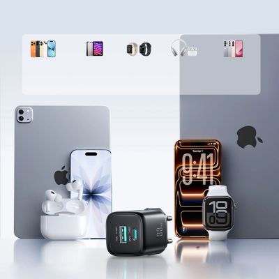 14. Joyroom JR-TG7 33W USB-A + USB-C Wandladegerät mit 30W USB-C - Lightning 1m Kabel - schwarz