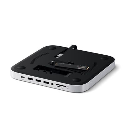 5. Satechi Stand & Hub – Ständer und Hub für Mac Mini/Studio (USB-C 3.2, USB-A 3.2, 2x USB-A 3.0, 3,5-mm-Klinkenbuchse, Micro-/SD-Anschluss, NVMe/M.2 SATA SSD)
