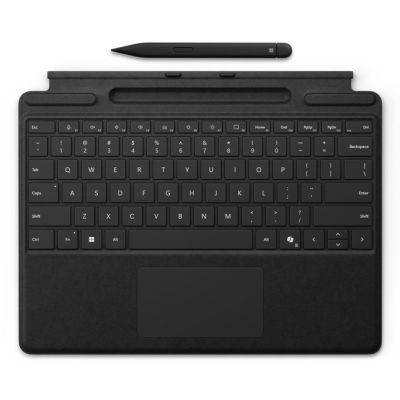 3. Microsoft Surface Pro Tastatur mit schlankem Stift für Unternehmen, QWERTZ-Zifferblatt, Deutsch, Microsoft-Abdeckung, Schwarz