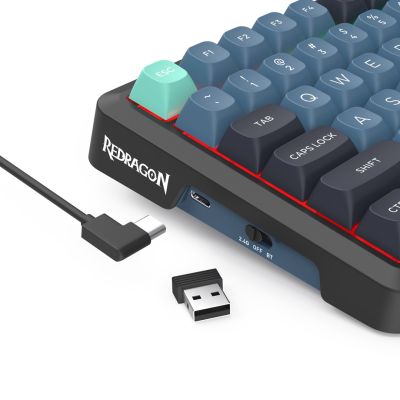 9. REDRAGON K724GBG-RGB-PRO Behemoth-Tastatur USB + RF Wireless + Bluetooth Grau, Blau
