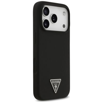 4. Guess Silikon Triangle Logo MagSafe Case für iPhone 17 Pro - Schwarz