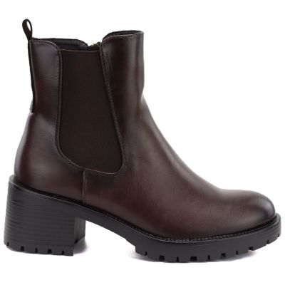 2. Damen-Ankle-Boots mit Blockabsatz, gefüttert, braun, Potocki SZ12742