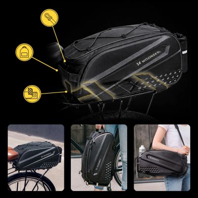 5. Wozinsky Fahrradgepäckträgertasche mit langem Gurt und erweiterbaren Seitentaschen – Schwarz