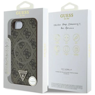 8. Guess 4G Ring Triangle Logo MagSafe iPhone 16e Hülle - Braun