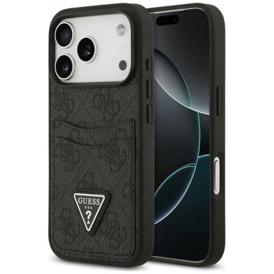 Guess 4G Double Card Triangle Hülle für iPhone 18 Pro / 17 Pro – Schwarz