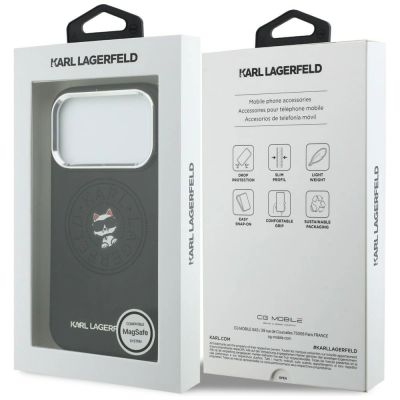 8. Karl Lagerfeld Point & Choupette Sketch MagSafe Hülle für iPhone 17 Pro Max – Schwarz