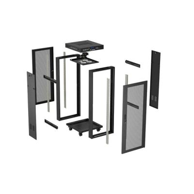 4. LANBERG Bodenschrank 19" 24U 600x600 Schwarz, perforierte Tür, LCD (flach verpackt) V2