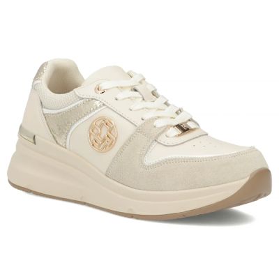Damen-Lederschuhe, Sneaker, beige, Filippo DP7769