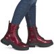 12. Damen-Ankle-Boots aus Leder, bordeauxrotes Plateau, Rieker W1870-35