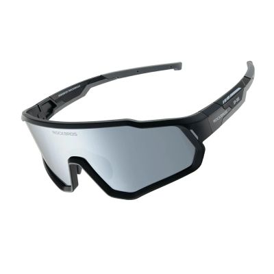 Rockbros SP383 Night Hunter Fahrradbrille – Schwarzer sandgestrahlter Rahmen, polarisierte weiße Spiegelgläser