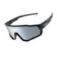 Rockbros SP383 Night Hunter Fahrradbrille – Schwarzer sandgestrahlter Rahmen, polarisierte weiße Spiegelgläser