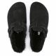 12. Birkenstock Boston Shearling Black Damen Clogs aus Wolle, isoliert, Wildleder, schmal (0259883)