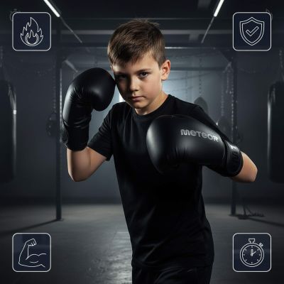 8. Meteor 6 oz Trainingsboxhandschuhe, Klettverschluss, PU