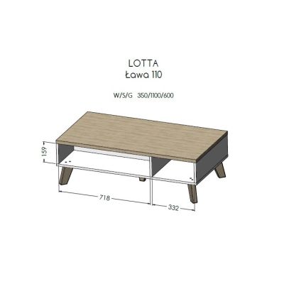 4. Couchtisch LOTTA 110, weiß + Sonoma-Eiche