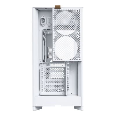 6. Montech HS02 PC-Gehäuse, Midi-Tower, ATX, gehärtetes Glas, ARGB – Weiß
